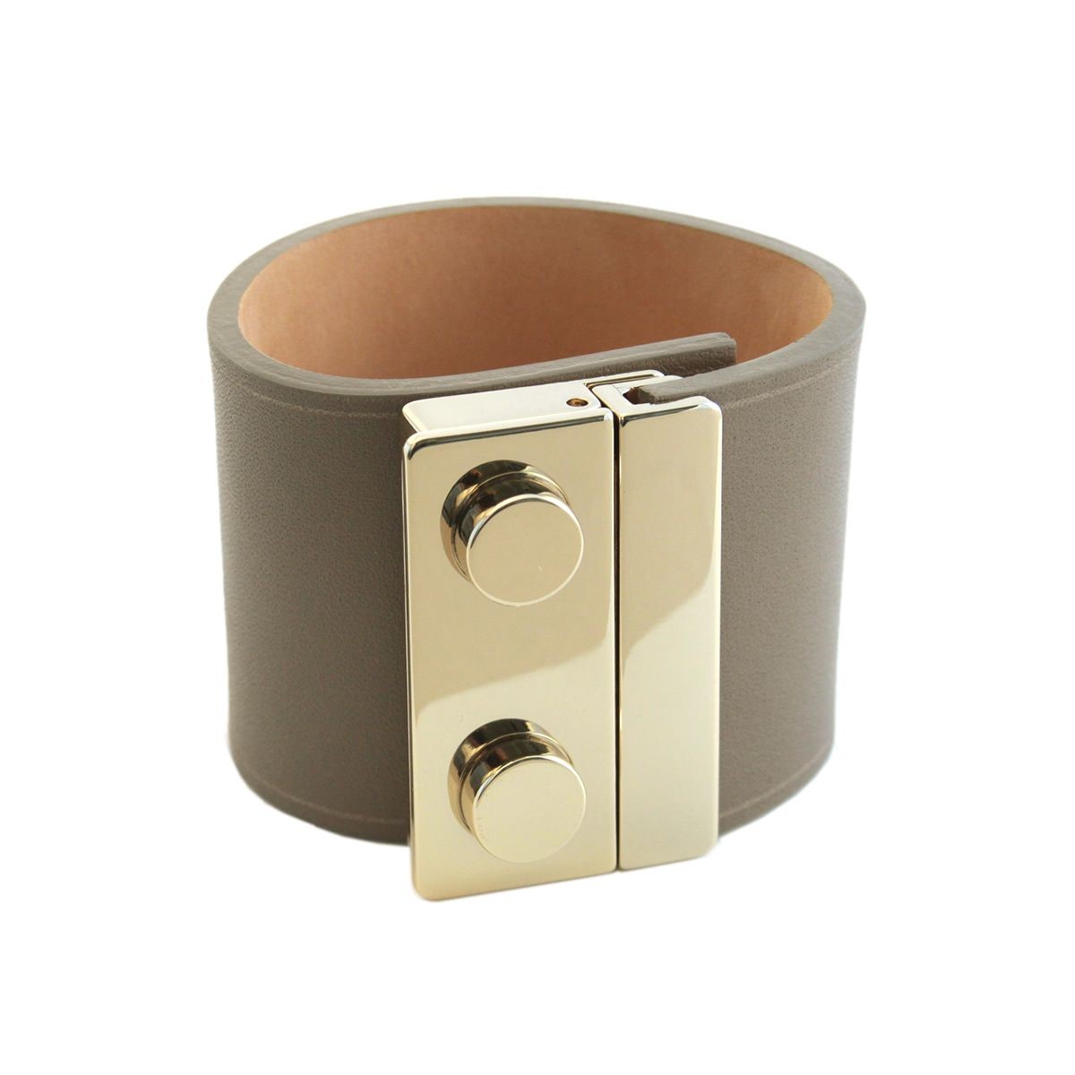 メゾンボワネ Maison Boinet 95018G-79-77-M Gabardine  ボタン金具 レザー ブレスレット バングル 50mm