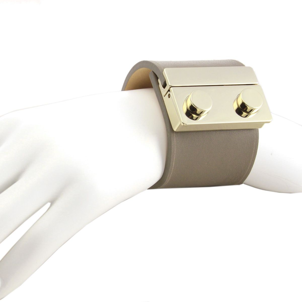 メゾンボワネ Maison Boinet 95018G-79-77-M Gabardine  ボタン金具 レザー ブレスレット バングル 50mm