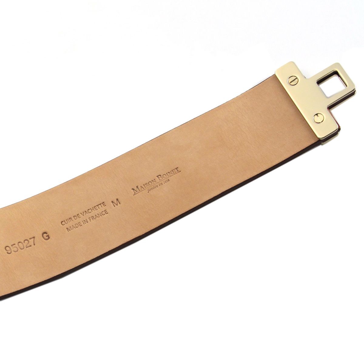メゾンボワネ Maison Boinet 95027G-79-08-M Burgundy  ヒネリ金具 レザー ブレスレット バングル 40mm