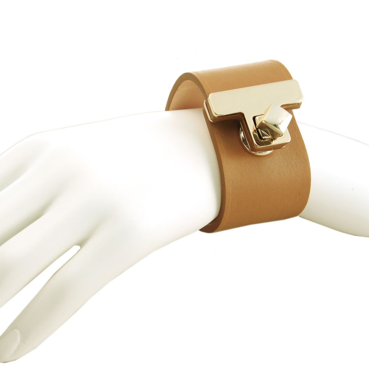 メゾンボワネ Maison Boinet 95027G-79-121-M Camel  ヒネリ金具 レザー ブレスレット バングル 40mm