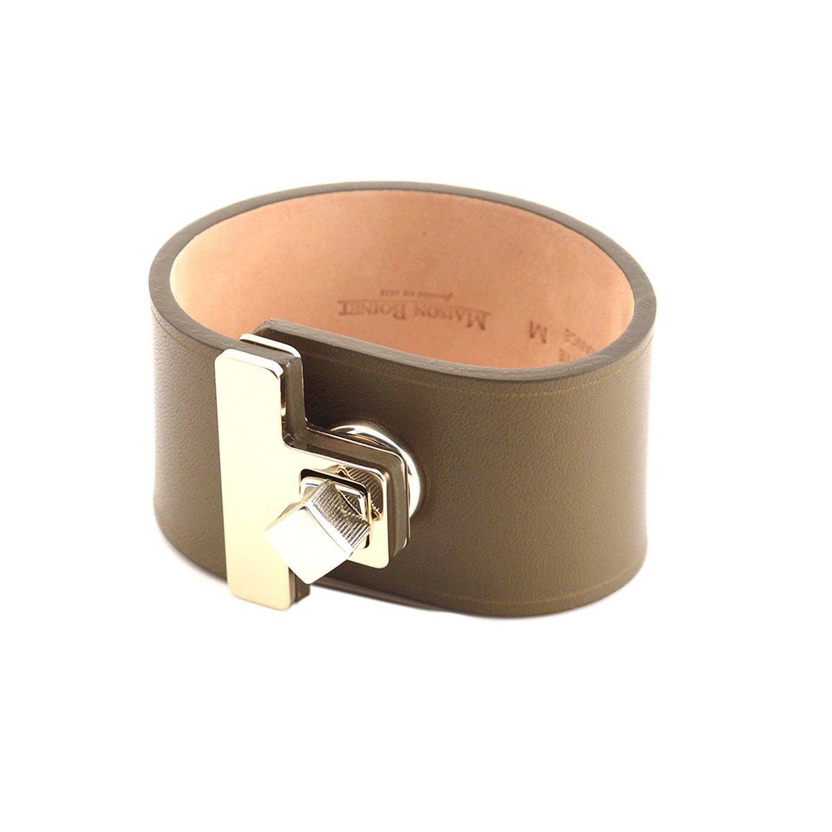 メゾンボワネ Maison Boinet 95027G-79-139-M Veti  ヒネリ金具 レザー ブレスレット バングル 40mm