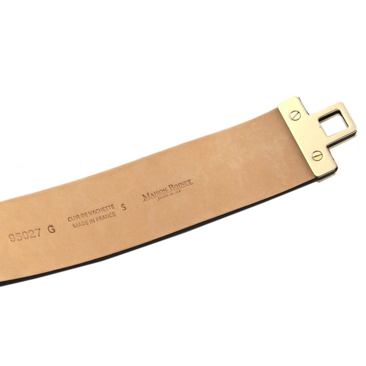 メゾンボワネ Maison Boinet 95027G-79-77-S Gabardine  ヒネリ金具 レザー ブレスレット バングル 40mm