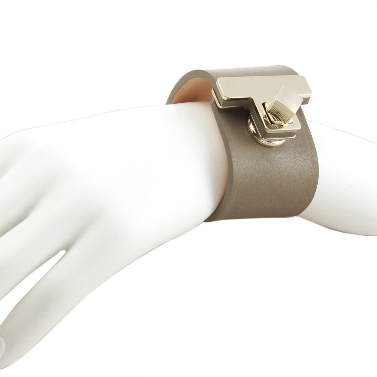 メゾンボワネ Maison Boinet 95027G-79-77-S Gabardine  ヒネリ金具 レザー ブレスレット バングル 40mm