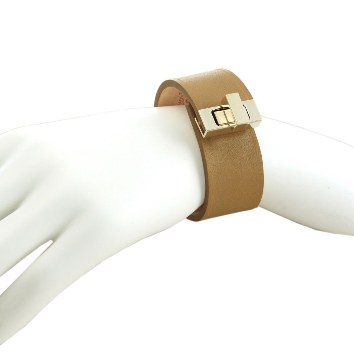 メゾンボワネ Maison Boinet 95093G-79-121-M Camel  ヒネリ金具 レザー ブレスレット バングル 25mm