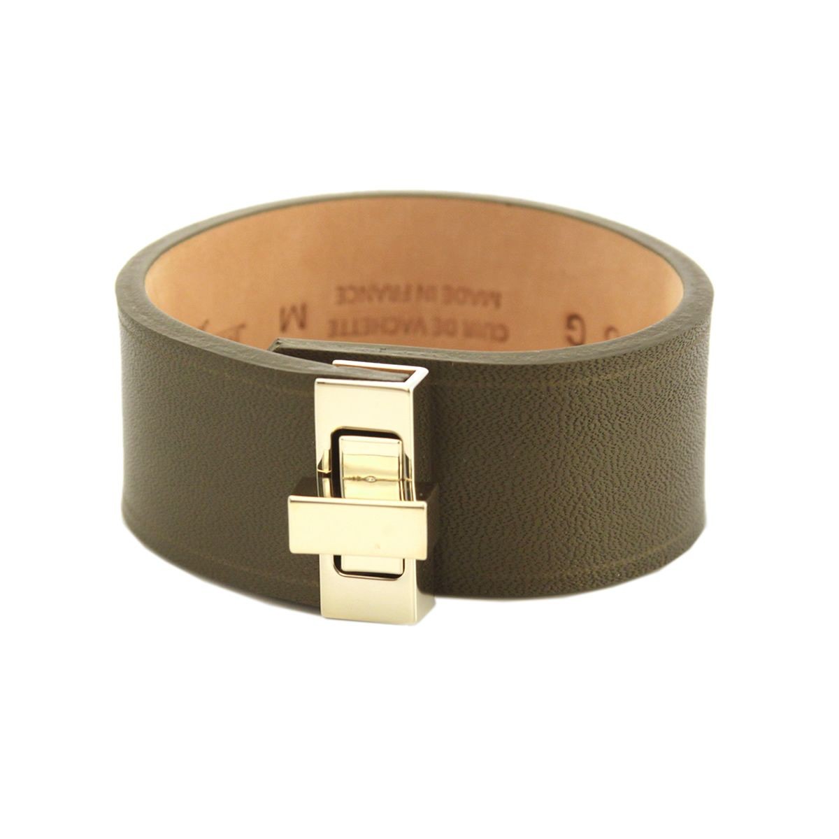 メゾンボワネ Maison Boinet 95093G-79-123-M Truffle  ヒネリ金具 レザー ブレスレット バングル 25mm