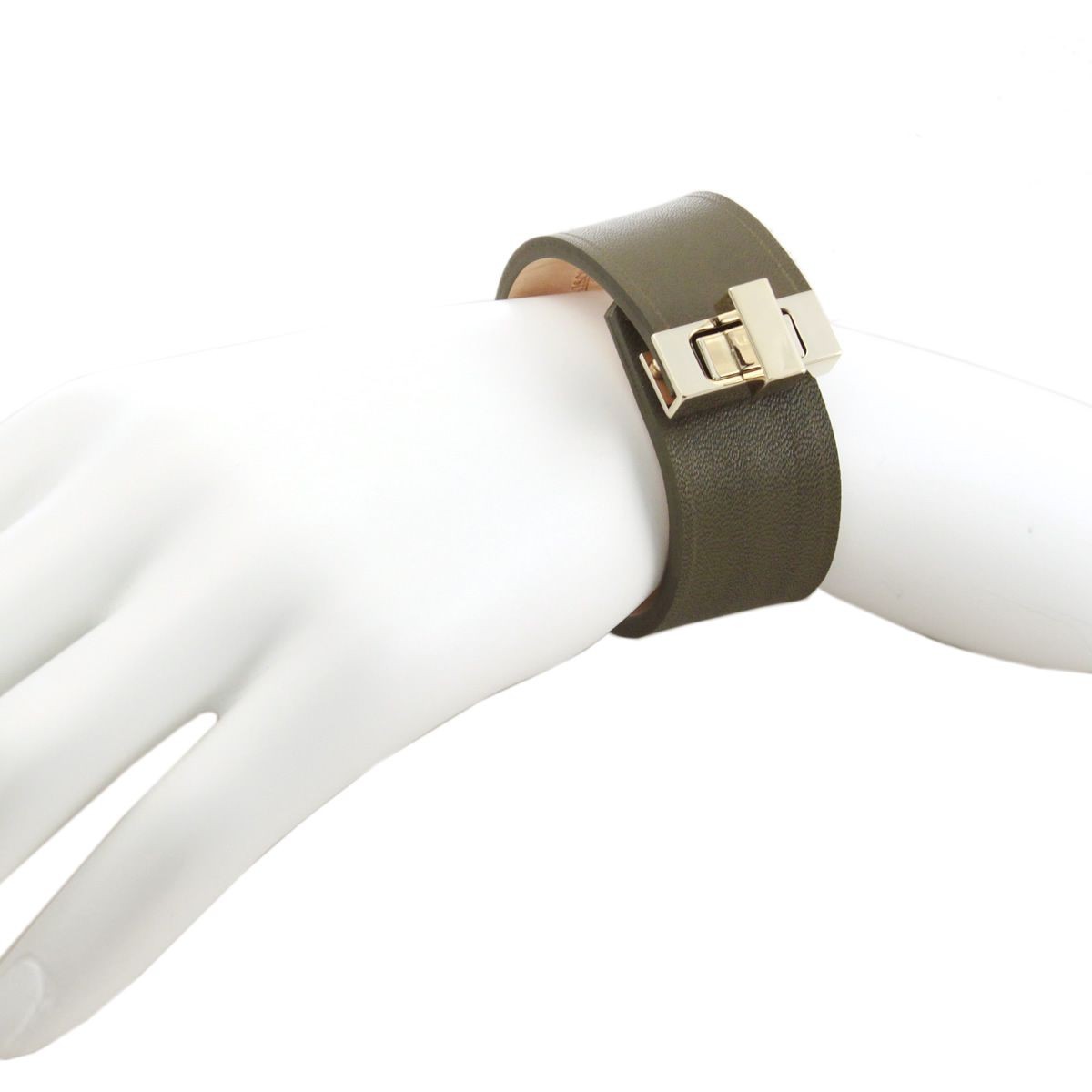 メゾンボワネ Maison Boinet 95093G-79-123-M Truffle  ヒネリ金具 レザー ブレスレット バングル 25mm