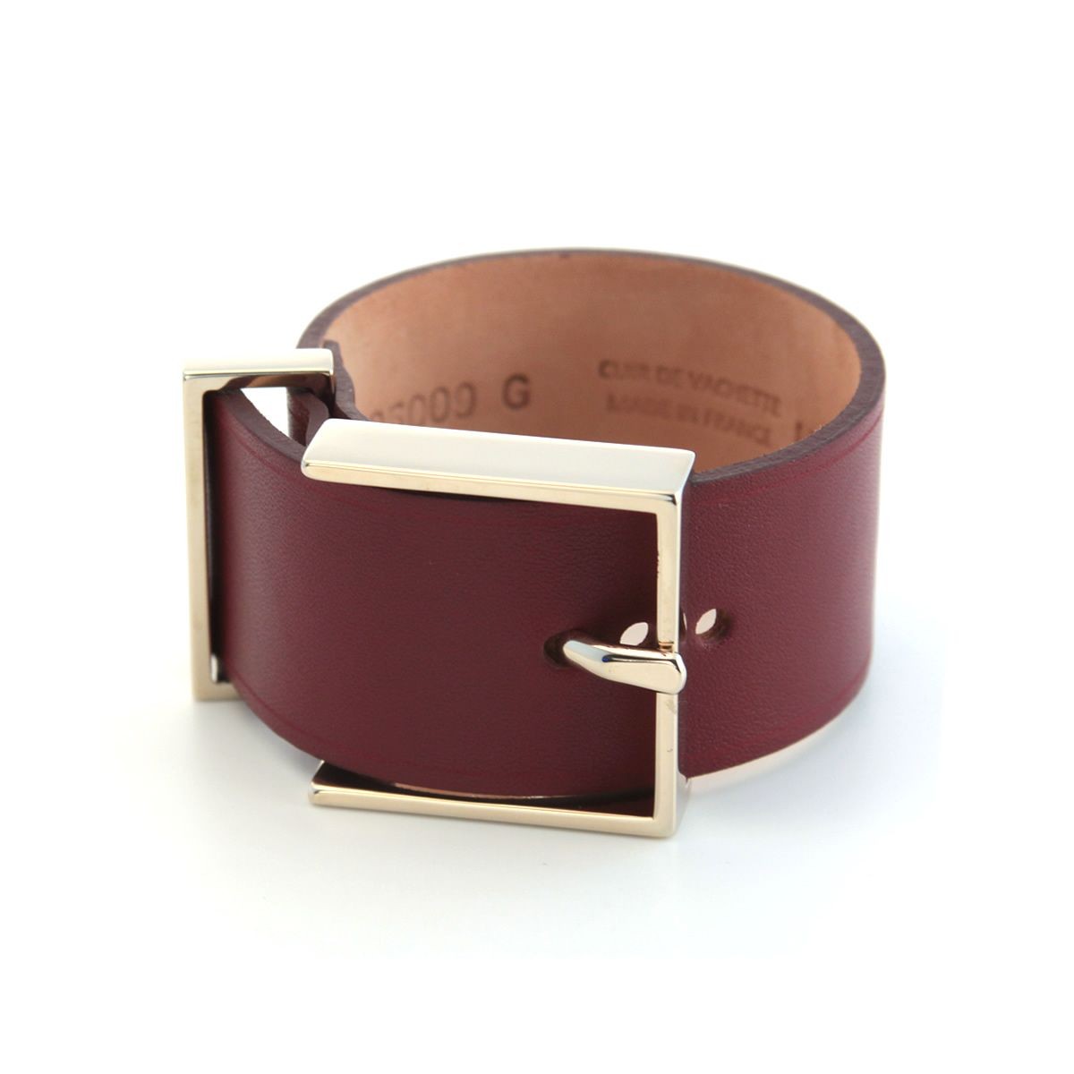 メゾンボワネ Maison Boinet 95009G-79-08-M Burgundy  ベルトタイプ レザー ブレスレット バングル 30mm