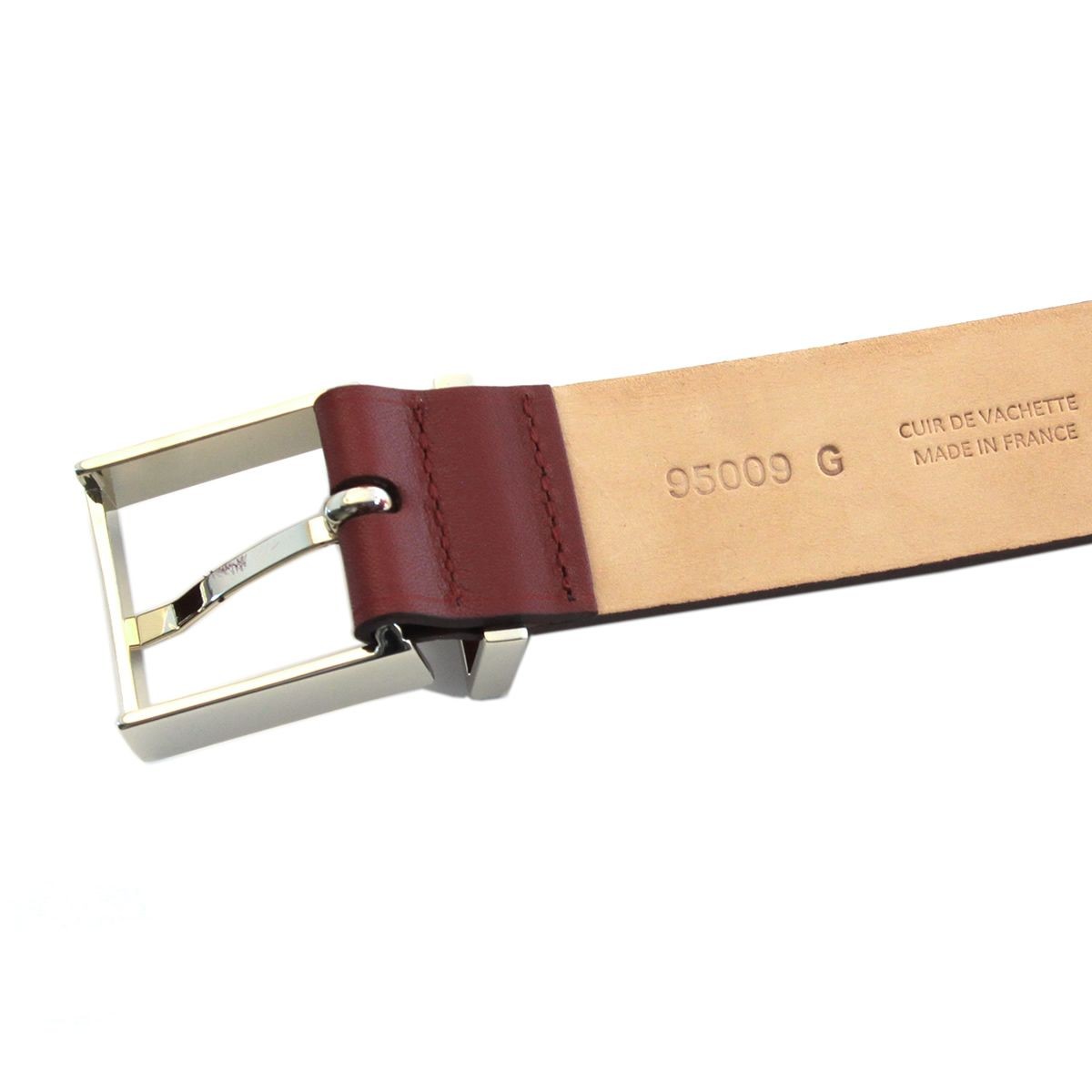 メゾンボワネ Maison Boinet 95009G-79-08-M Burgundy  ベルトタイプ レザー ブレスレット バングル 30mm