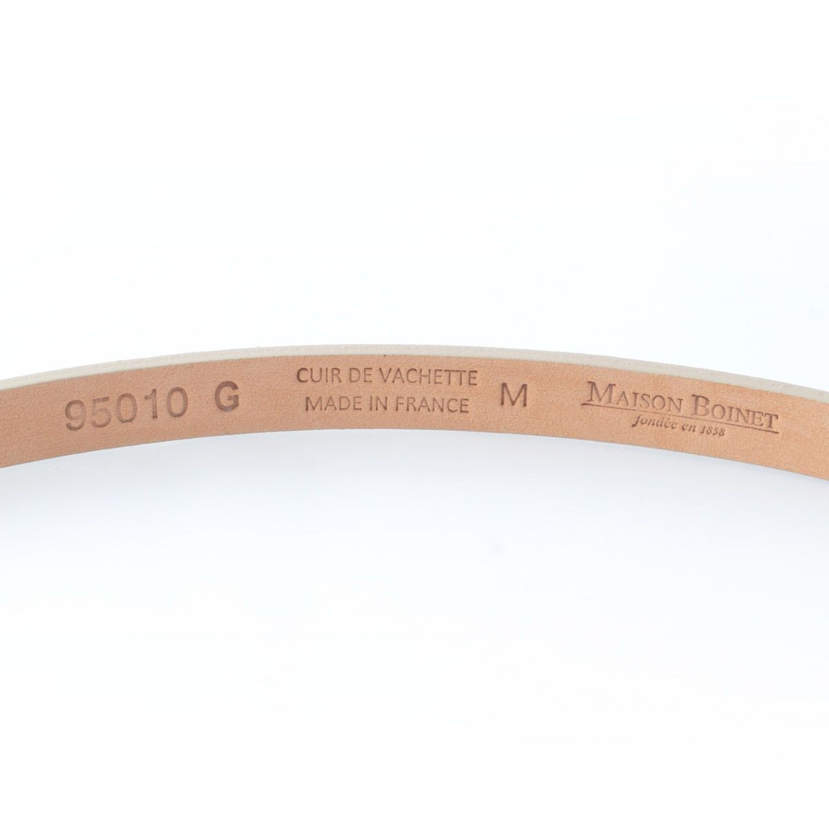 メゾンボワネ Maison Boinet 95010G-79-01-M Beige  ベルトタイプ ダブルラップ 2連 レザー ブレスレット 10mm