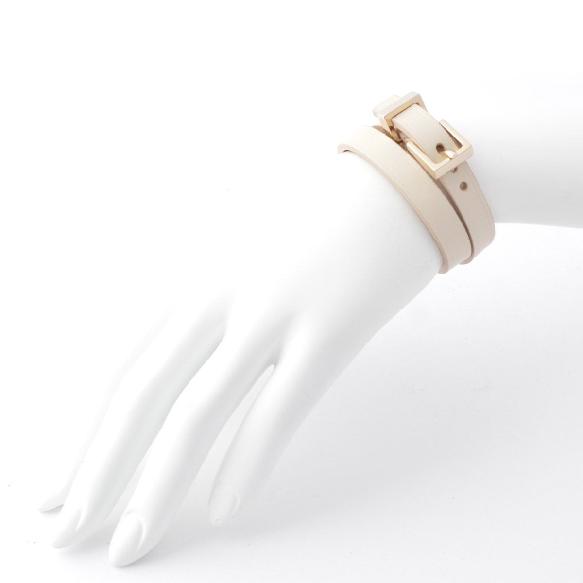 メゾンボワネ Maison Boinet 95010G-79-01-M Beige  ベルトタイプ ダブルラップ 2連 レザー ブレスレット 10mm