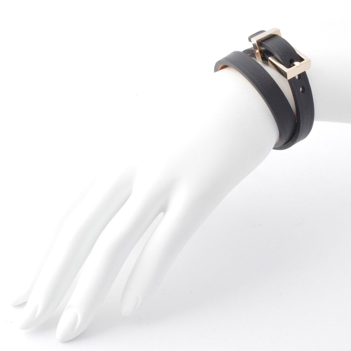 メゾンボワネ Maison Boinet 95010G-79-04-M Black  ベルトタイプ ダブルラップ 2連 レザー ブレスレット 10mm