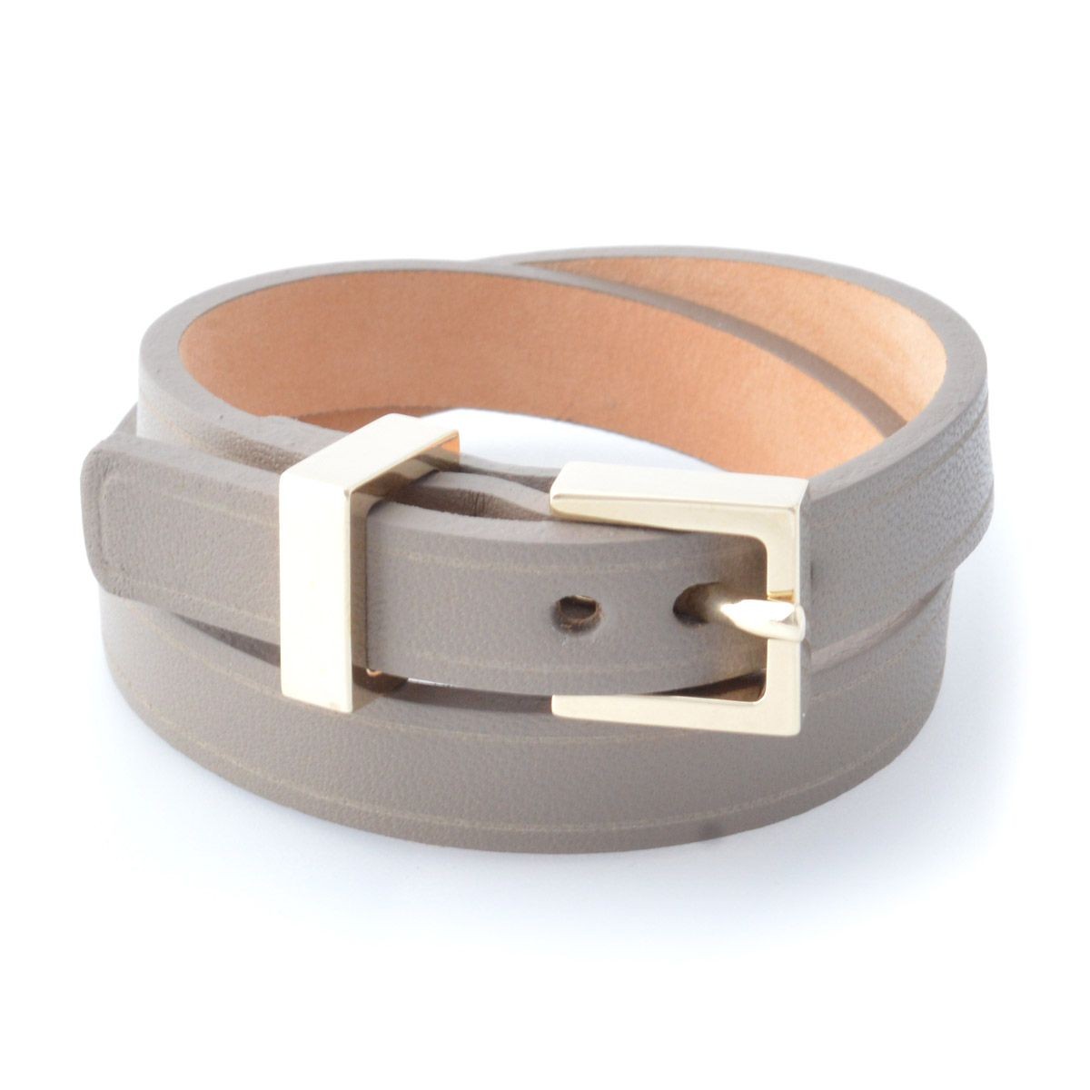 メゾンボワネ Maison Boinet 95010G-79-77-M Gabardine  ベルトタイプ ダブルラップ 2連 レザー ブレスレット 10mm