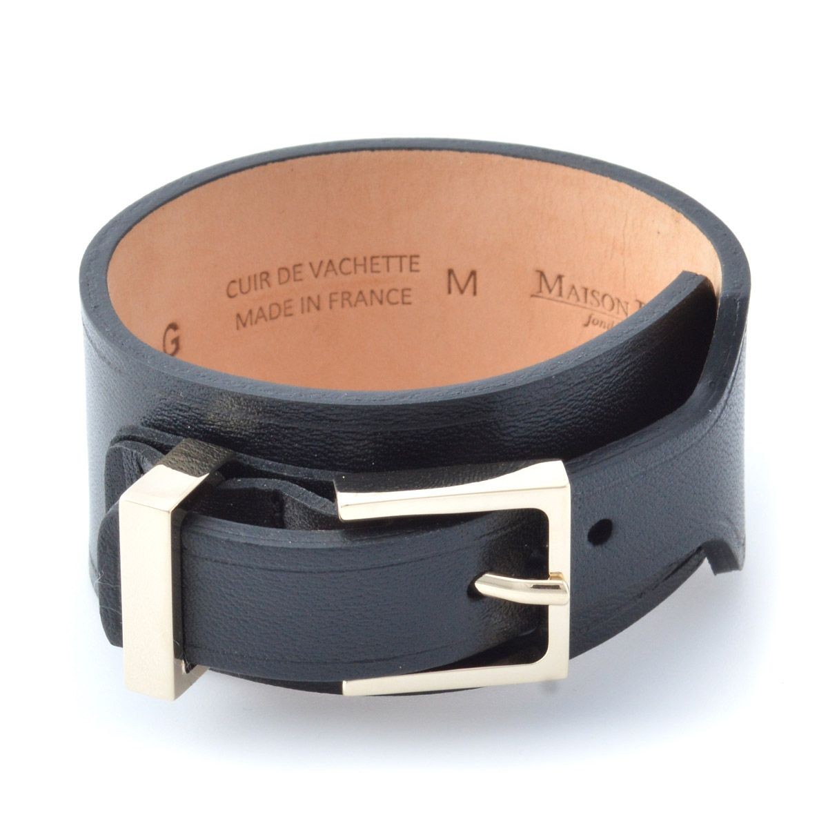 メゾンボワネ Maison Boinet 95059G-79-04-M Black  ベルトタイプ レザー ブレスレット 30mm