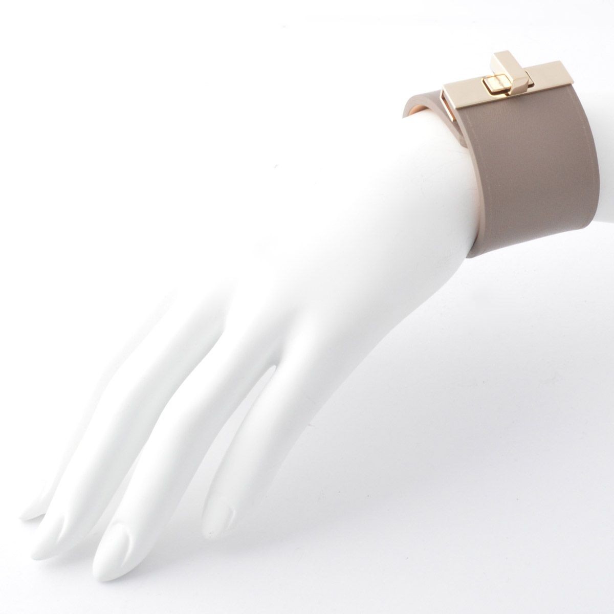 メゾンボワネ Maison Boinet 95092G-79-77-S Gabardine  ヒネリ金具 レザー ブレスレット バングル 40mm