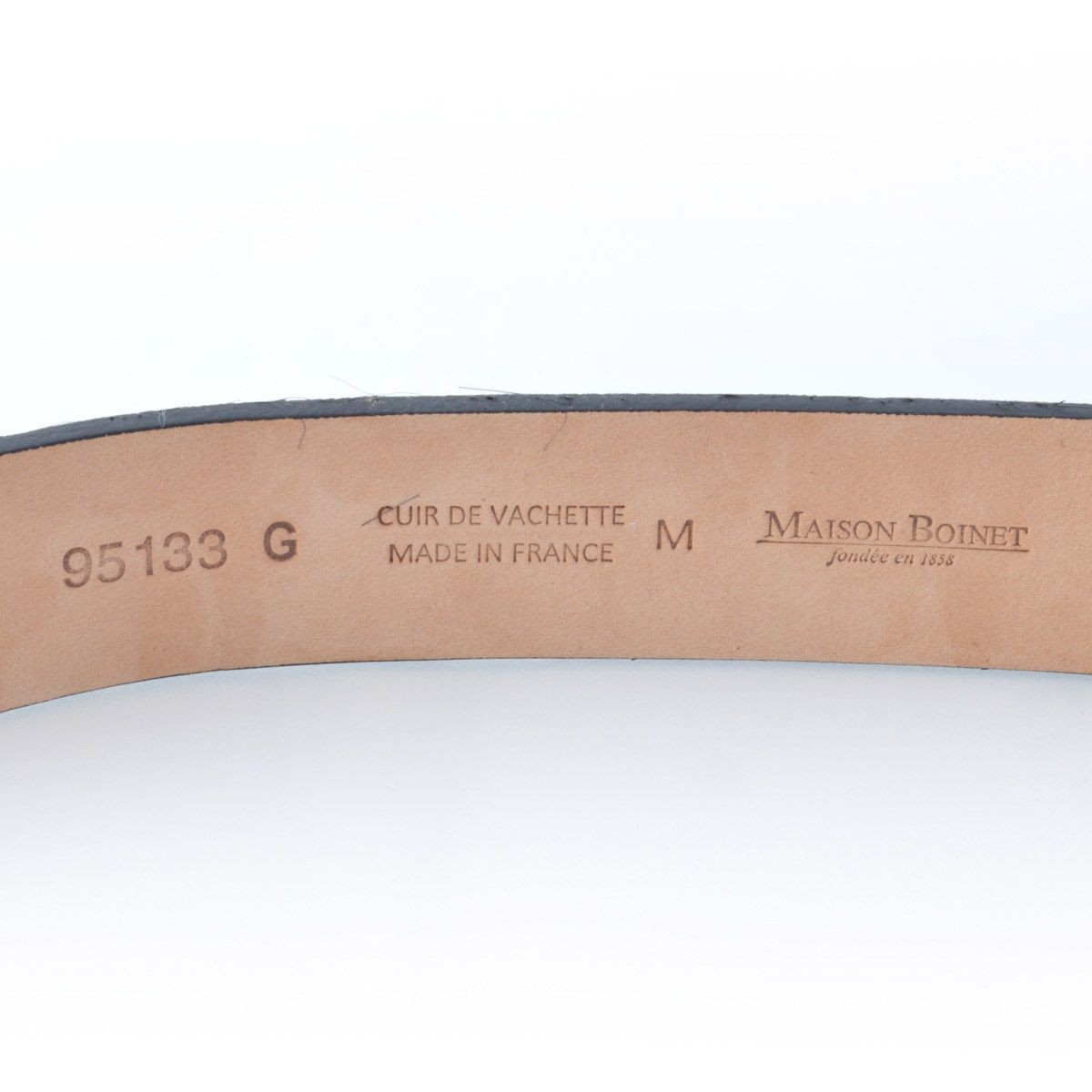 メゾンボワネ Maison Boinet 95133G-146-45-M Ink  ヒネリ金具 ヘアカーフ ハラコ レザー ブレスレット バングル 25mm