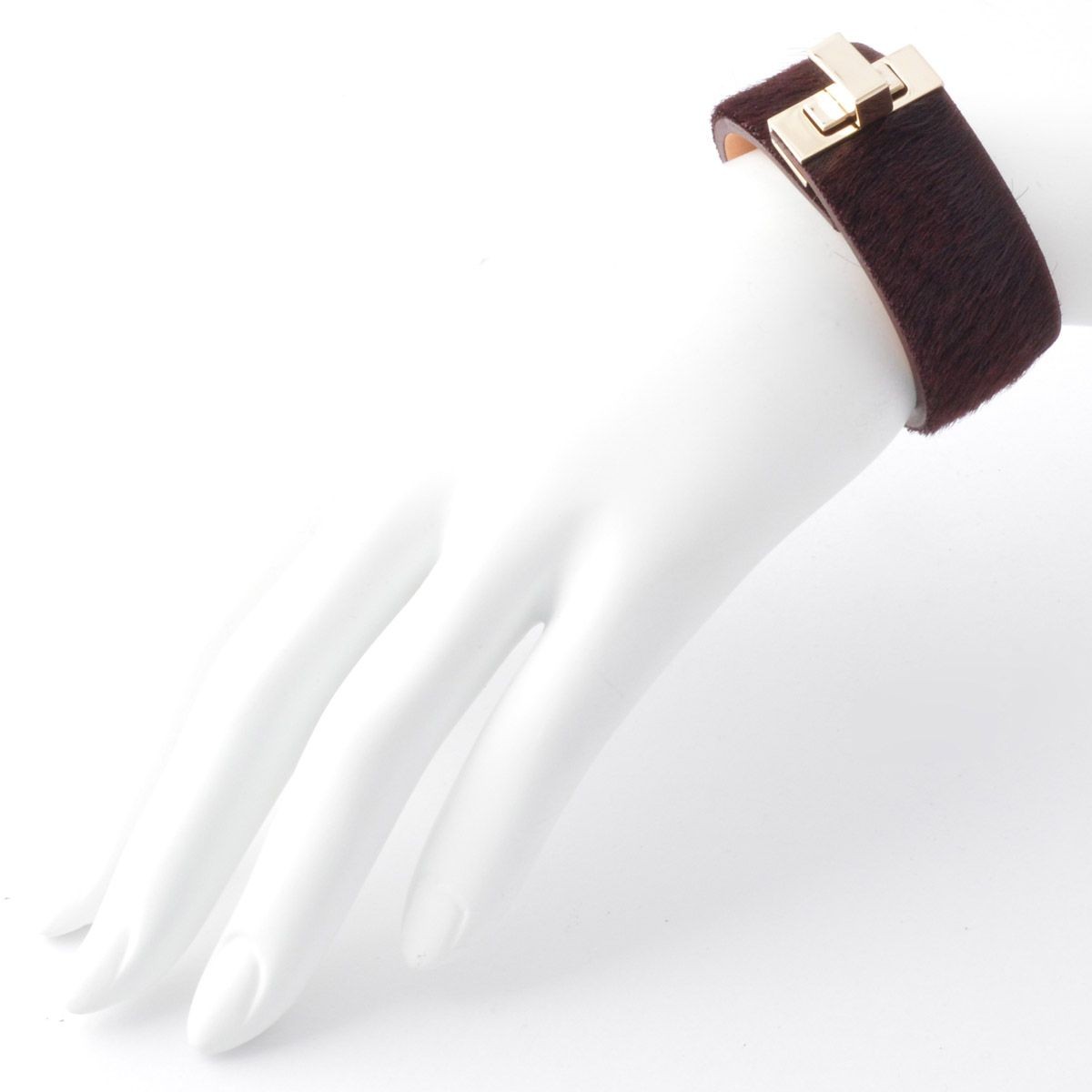 メゾンボワネ Maison Boinet 95133G-146-88-M Burlat  ヒネリ金具 ヘアカーフ ハラコ レザー ブレスレット バングル 25mm