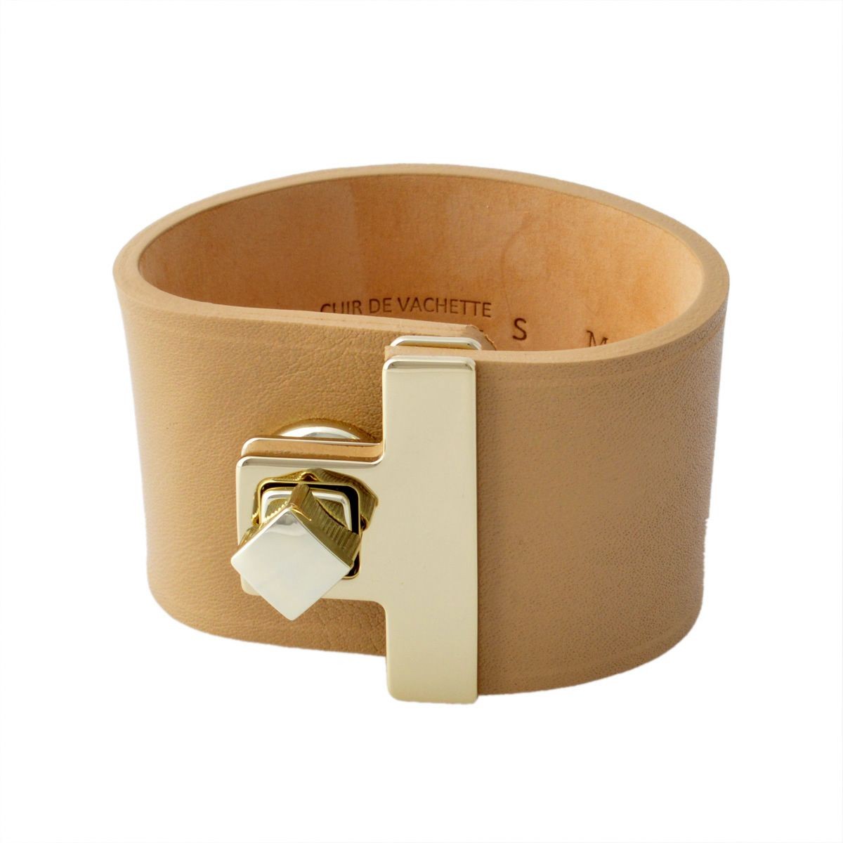 メゾンボワネ Maison Boinet 95027G-79-28-S Cinnamon ヒネリ金具 レザー ブレスレット バングル 40mm