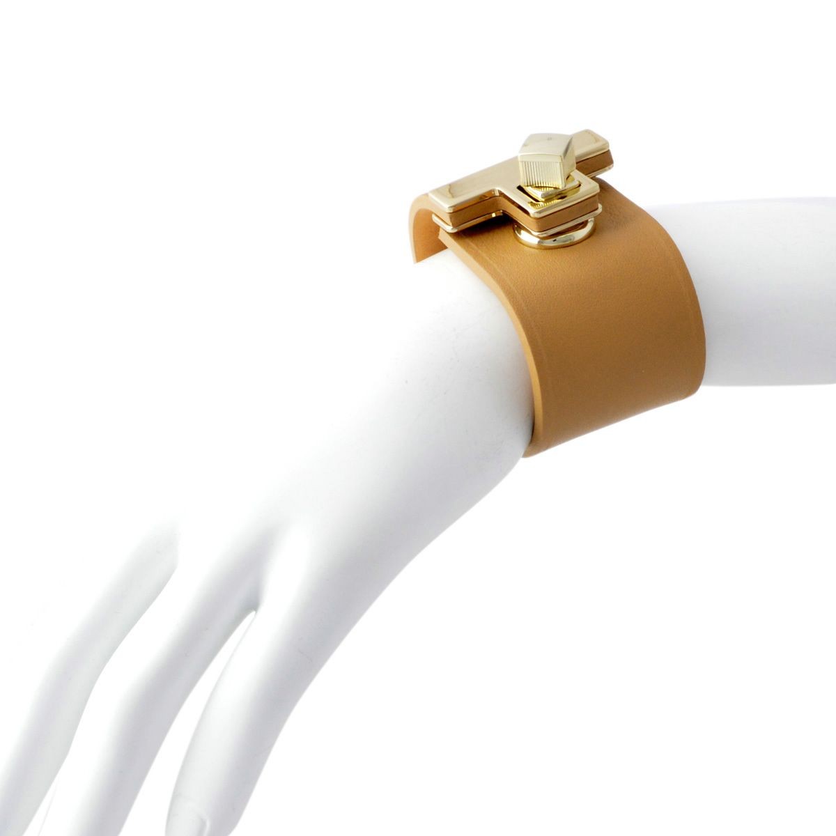 メゾンボワネ Maison Boinet 95027G-79-28-S Cinnamon ヒネリ金具 レザー ブレスレット バングル 40mm