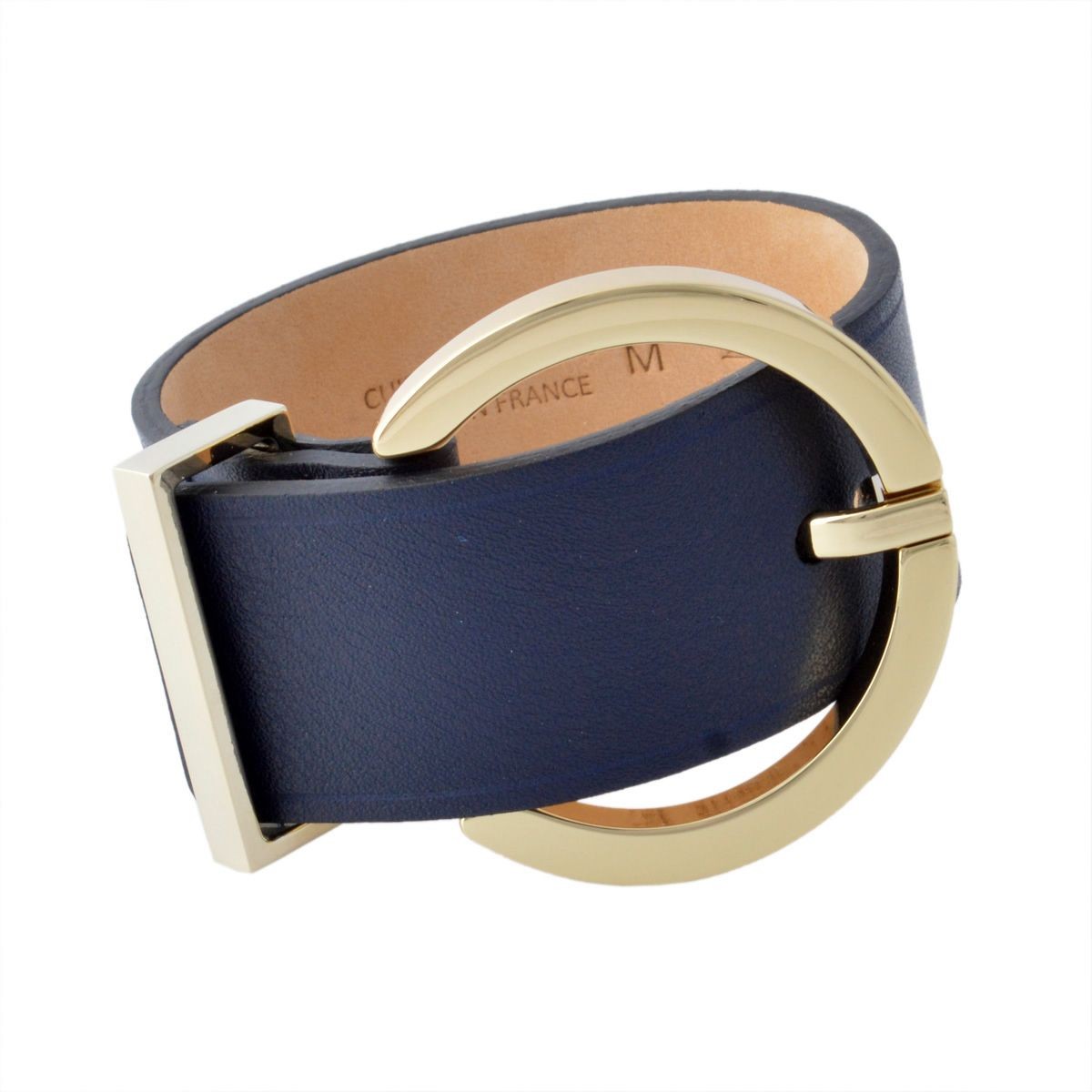 メゾンボワネ Maison Boinet 95145G-79-03-M Navy 丸型 ラウンドバックル ブレスレット バングル 40mm