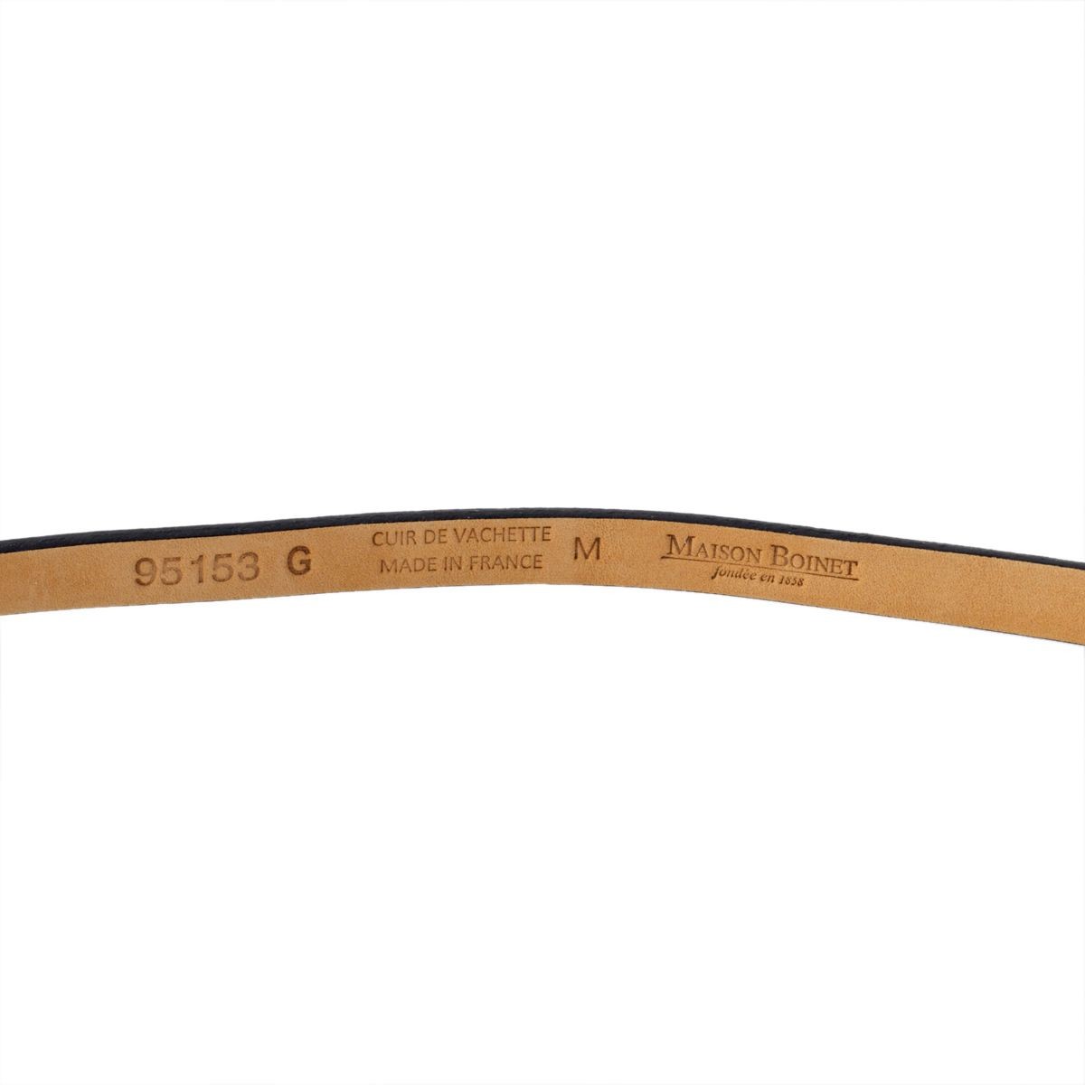 メゾンボワネ Maison Boinet 95153G-79-04-M Black 丸型 ラウンドバックル ダブルラップ 2連 レザー ブレスレット 10mm