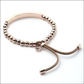 マイケルコース Rose Gold-Tone Logo Plaque Bead Bracelet ミニロゴチャーム付 ロゴ刻印プレート ストレッチ ビーズ ブレスレット MKJ3345791