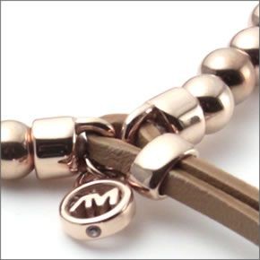 マイケルコース Rose Gold-Tone Logo Plaque Bead Bracelet ミニロゴチャーム付 ロゴ刻印プレート ストレッチ ビーズ ブレスレット MKJ3345791