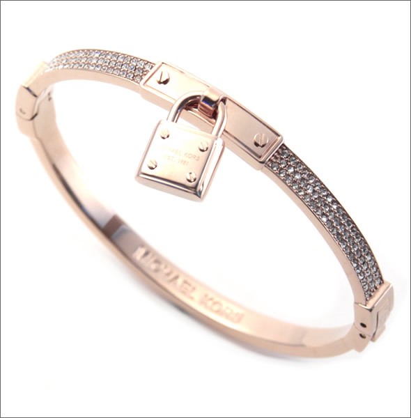 マイケルコース MKJ3020791 Pave PadLock Charm Rose Gold-Tone Bracelet パドロックチャーム パヴェ バングル/ブレスレット