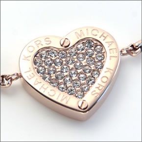 マイケルコース MKJ4142791 Pave Rose Gold-Tone Heart Charm Bracelet パヴェ ハートチャーム ブレスレット
