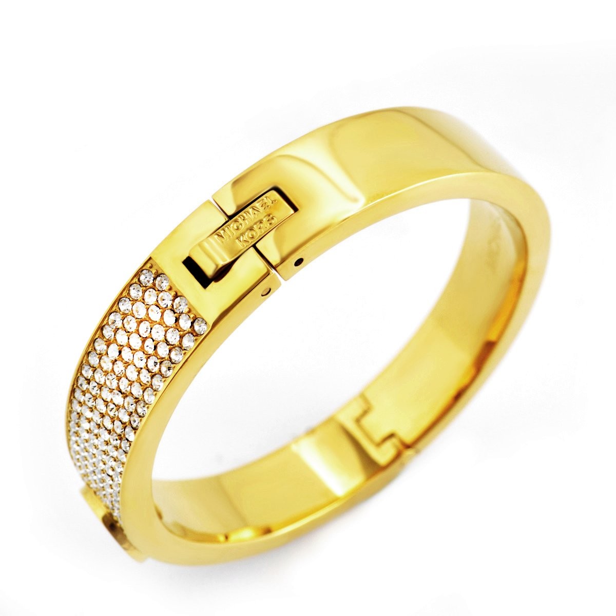 マイケルコース MICHAEL KORS MKJ3998710 Pave Gold-Tone Heritage Fulton Logo Bangle Bracelet パヴェ MKロゴ バングル ブレスレット