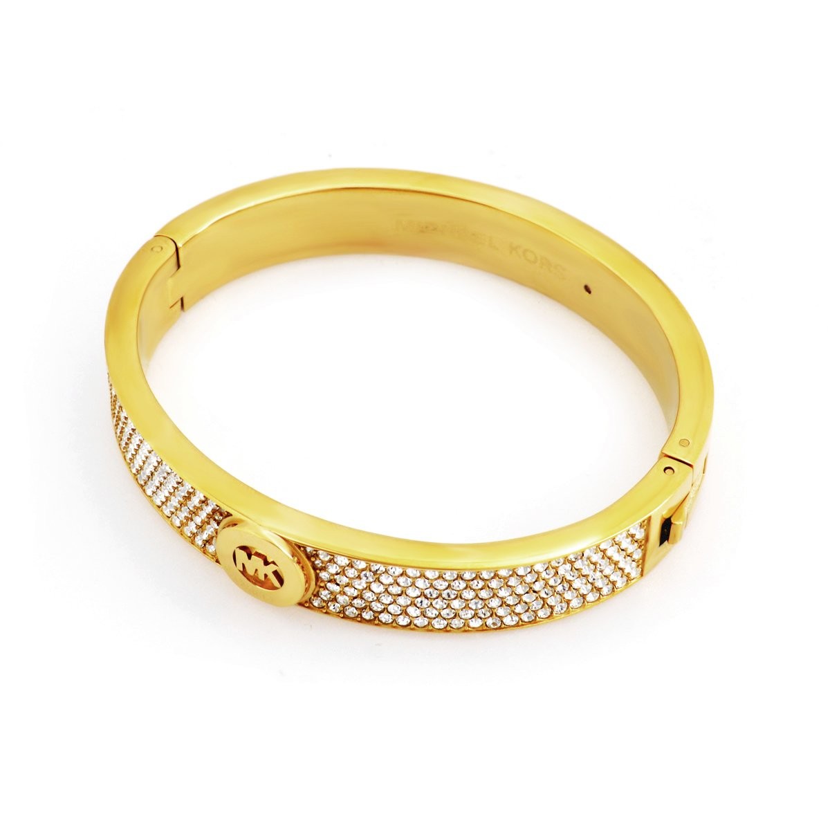 マイケルコース MICHAEL KORS MKJ3998710 Pave Gold-Tone Heritage Fulton Logo Bangle Bracelet パヴェ MKロゴ バングル ブレスレット