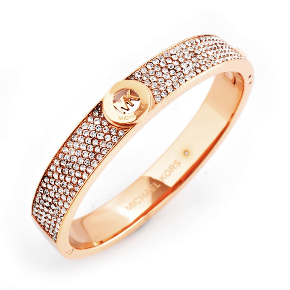 マイケルコース MICHAEL KORS MKJ4000791 Pave Rose Gold-Tone Heritage Fulton Logo Bangle Bracelet パヴェ MKロゴ バングル ブレスレット