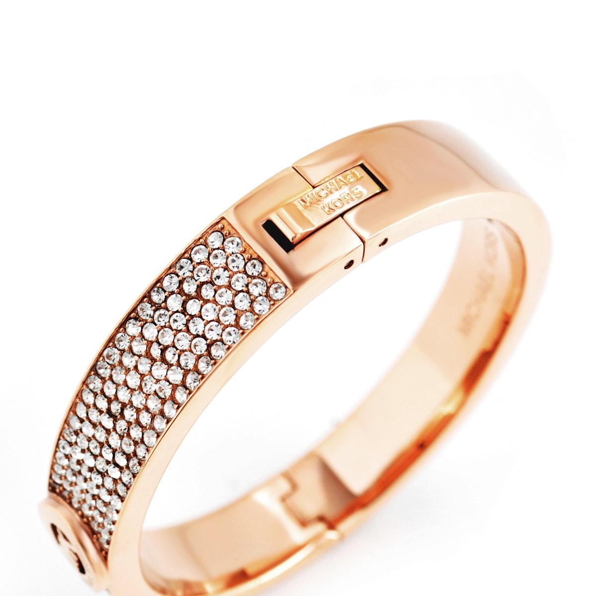 マイケルコース MICHAEL KORS MKJ4000791 Pave Rose Gold-Tone Heritage Fulton Logo Bangle Bracelet パヴェ MKロゴ バングル ブレスレット