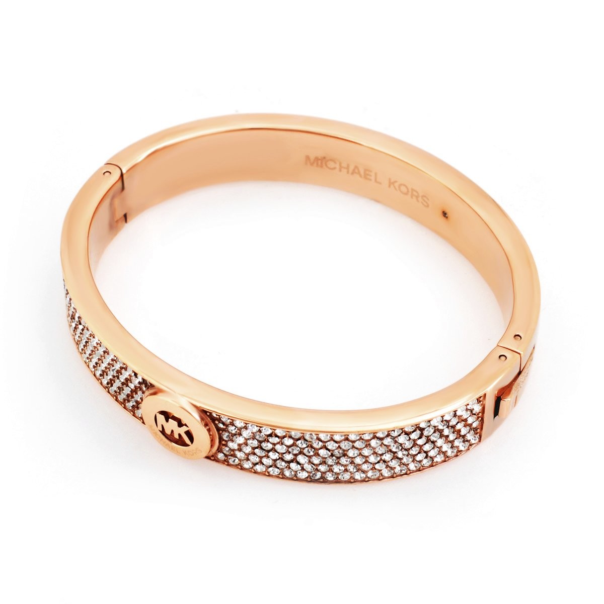 マイケルコース MICHAEL KORS MKJ4000791 Pave Rose Gold-Tone Heritage Fulton Logo Bangle Bracelet パヴェ MKロゴ バングル ブレスレット