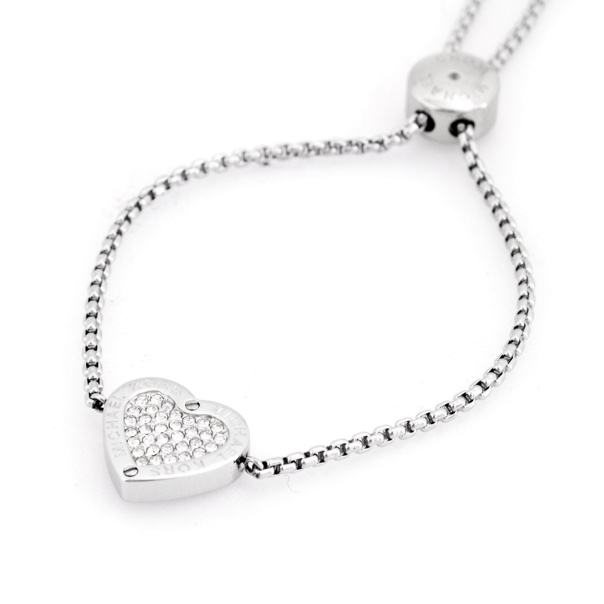 マイケルコース MICHAEL KORS MKJ4141040 Pave Silver-Tone Heart Charm Slider Bracelet パヴェ ハートチャーム スライダー ブレスレット