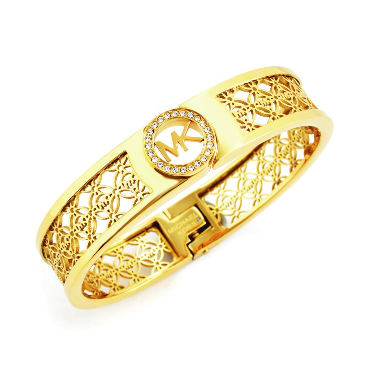 マイケルコース MICHAEL KORS MKJ4270710 Pave Gold-Tone Heritage Open Monogram Fulton Logo Bangle Bracelet パヴェ オープン モノグラム MKロゴ バングル ブレスレット