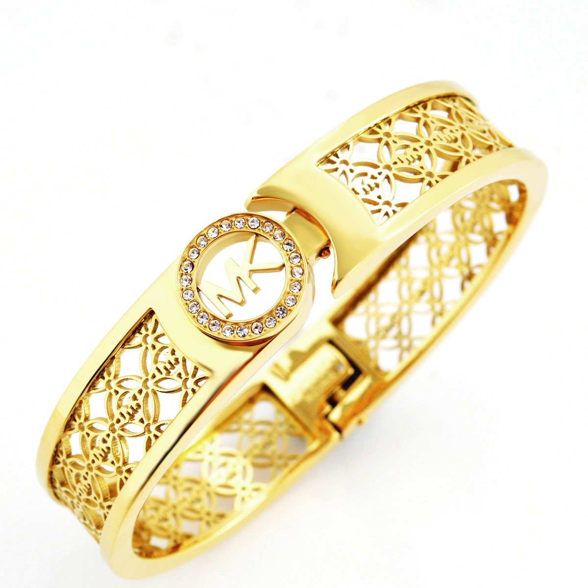 マイケルコース MICHAEL KORS MKJ4270710 Pave Gold-Tone Heritage Open Monogram Fulton Logo Bangle Bracelet パヴェ オープン モノグラム MKロゴ バングル ブレスレット