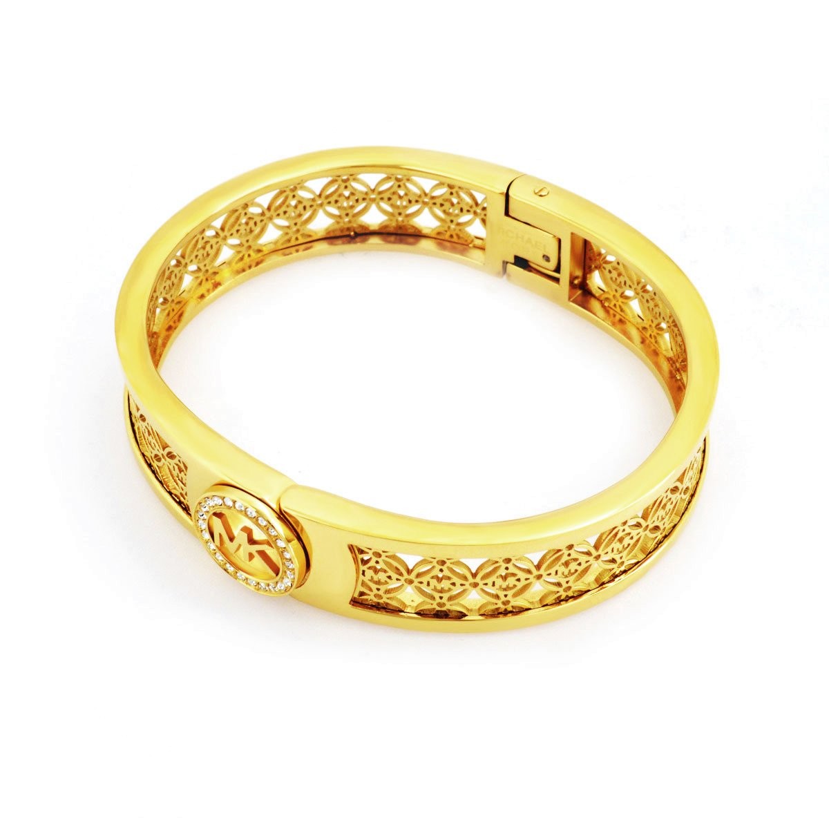 マイケルコース MICHAEL KORS MKJ4270710 Pave Gold-Tone Heritage Open Monogram Fulton Logo Bangle Bracelet パヴェ オープン モノグラム MKロゴ バングル ブレスレット
