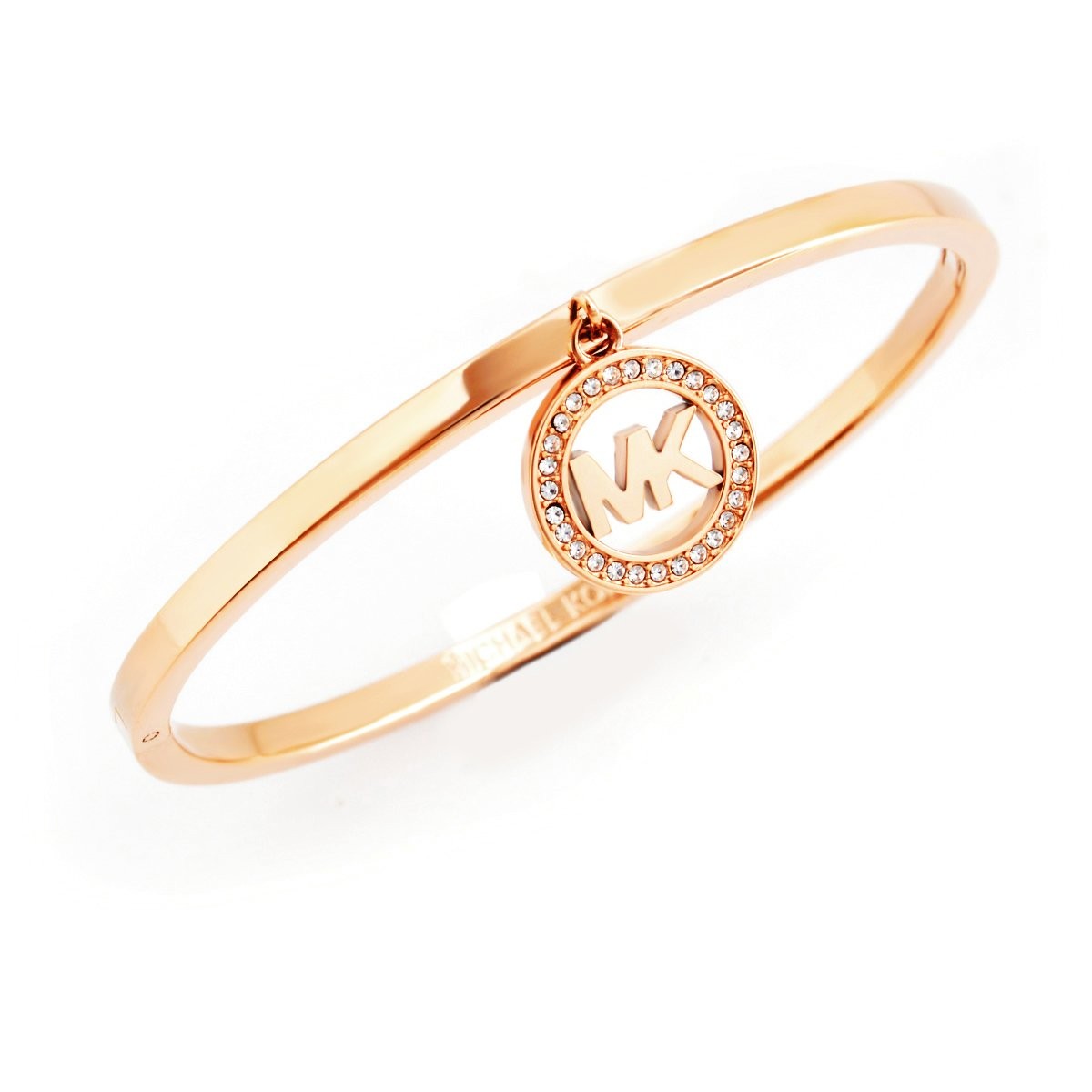 マイケルコース MICHAEL KORS MKJ4838791 Pave Rose Gold-Tone Fulton Logo Bangle Bracelet パヴェ MKロゴ ヒンジ バングル ブレスレット