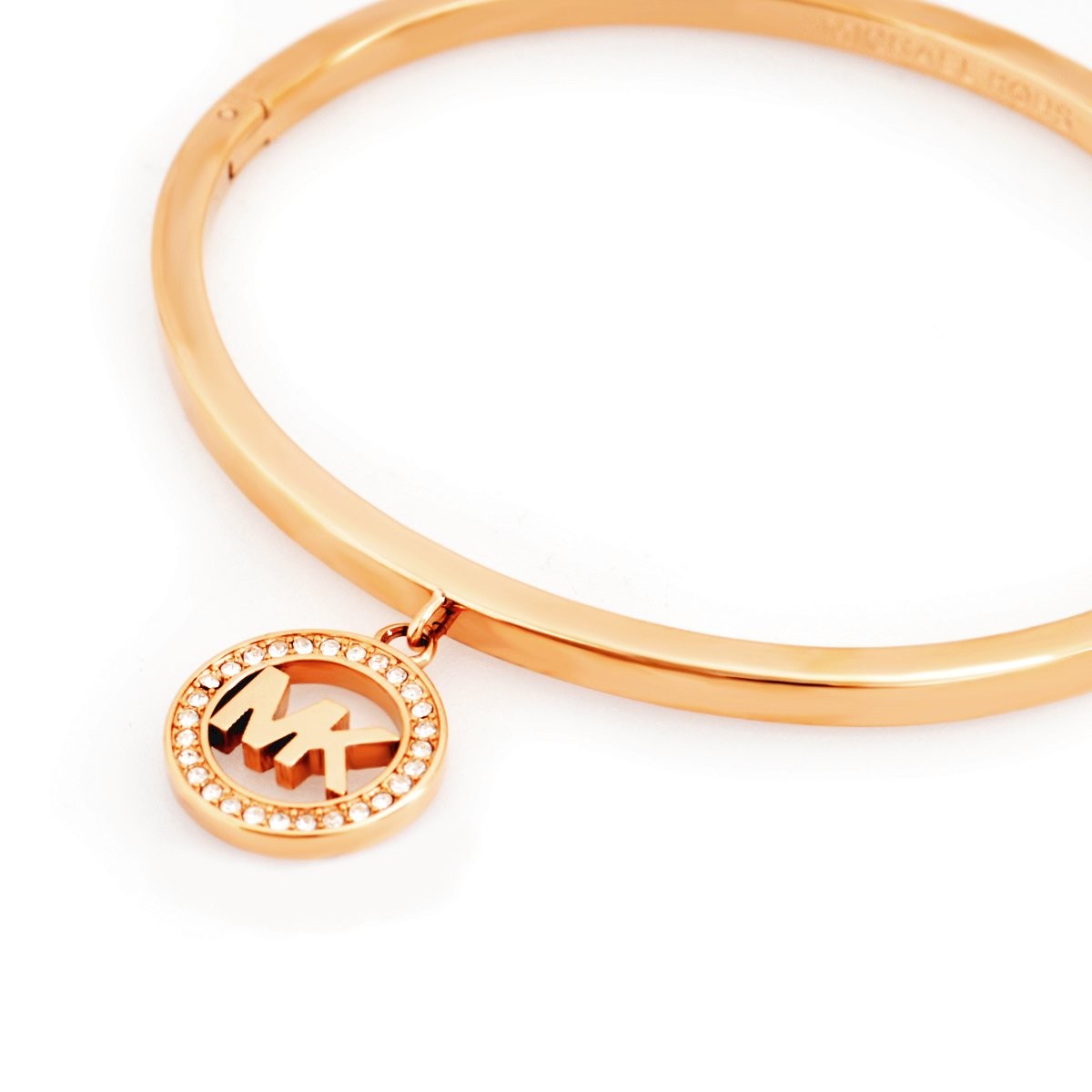 マイケルコース MICHAEL KORS MKJ4838791 Pave Rose Gold-Tone Fulton Logo Bangle Bracelet パヴェ MKロゴ ヒンジ バングル ブレスレット