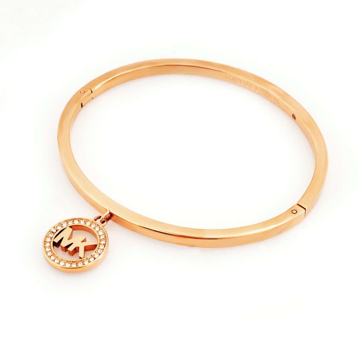 マイケルコース MICHAEL KORS MKJ4838791 Pave Rose Gold-Tone Fulton Logo Bangle Bracelet パヴェ MKロゴ ヒンジ バングル ブレスレット