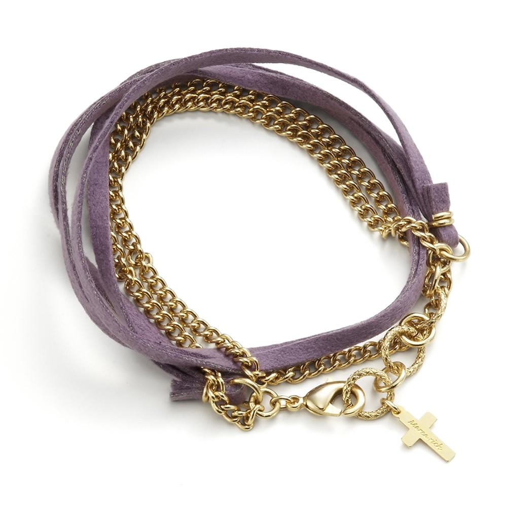 マレア リッチ Marea rich 10KA-08 クロスチャーム付 チェーン×レザー 2連 ダブルラップ ブレスレット