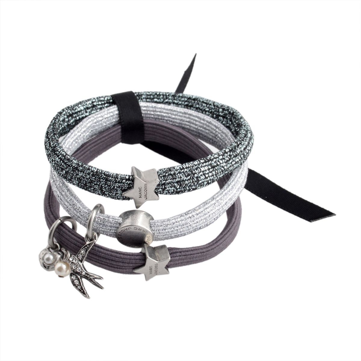 マークジェイコブス MARC JACOBS M0009277-098 Silver Multi Swallow Cluster Pony クラスターポニー ヘアゴム3本セット ブレスレットにも♪