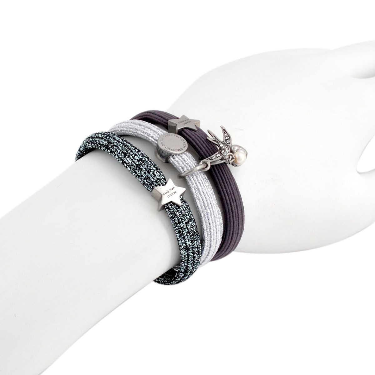 マークジェイコブス MARC JACOBS M0009277-098 Silver Multi Swallow Cluster Pony クラスターポニー ヘアゴム3本セット ブレスレットにも♪