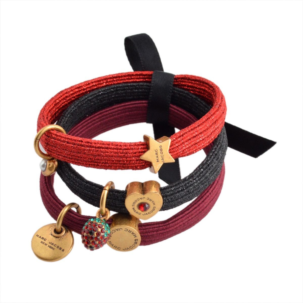 マークジェイコブス MARC JACOBS M0009281-714 Antique Gold Multi Logo Disc Cluster Pony クラスターポニー ヘアゴム3本セット ブレスレットにも♪