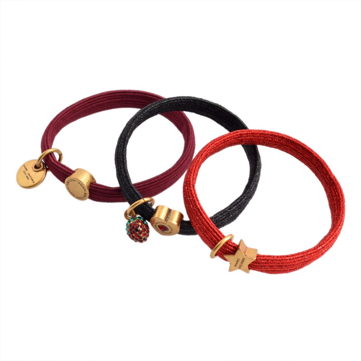 マークジェイコブス MARC JACOBS M0009281-714 Antique Gold Multi Logo Disc Cluster Pony クラスターポニー ヘアゴム3本セット ブレスレットにも♪