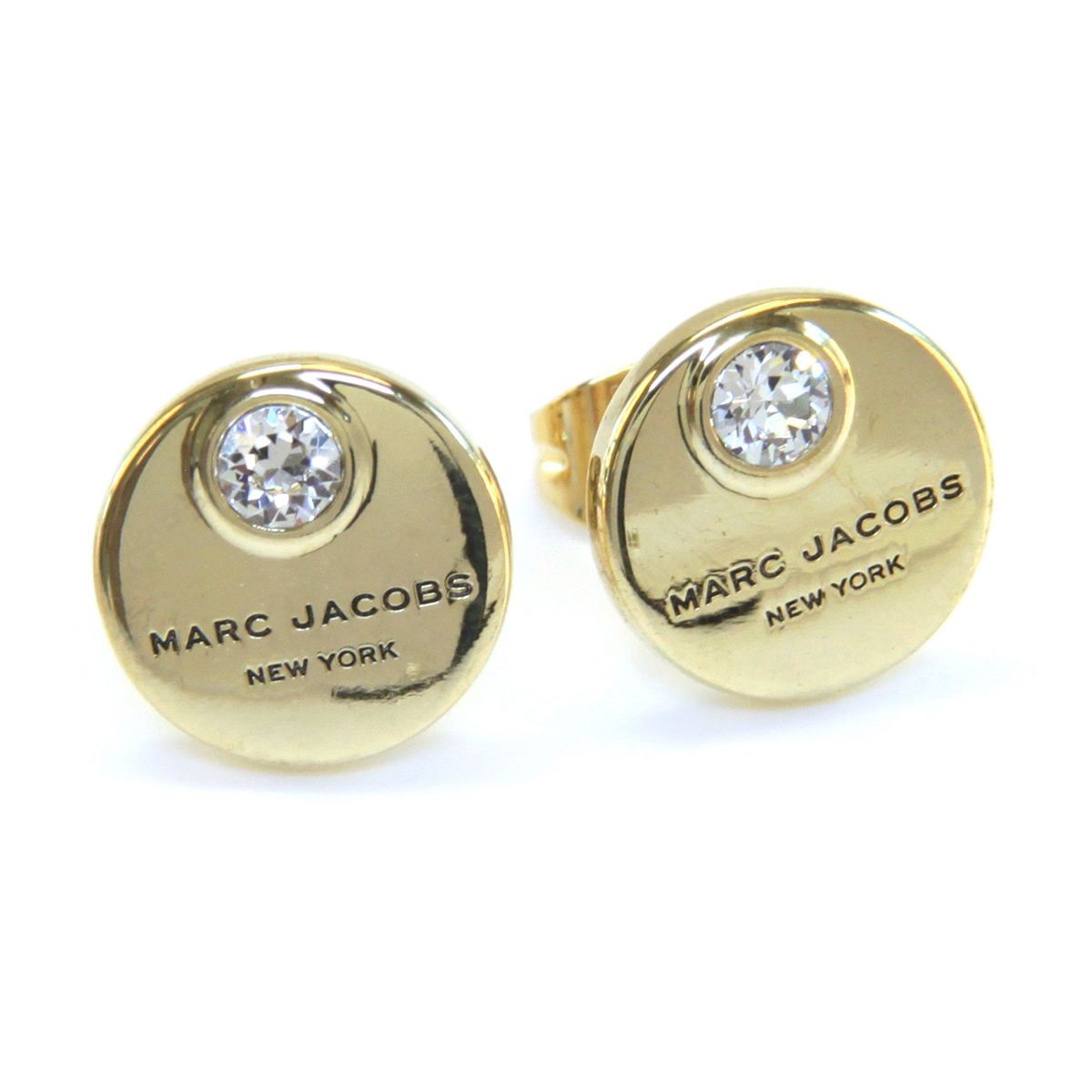 マークジェイコブス MARC JACOBS M0009789-168 Crystal/Gold MJ Coin Studs  コイン クリスタル スタッド ピアス