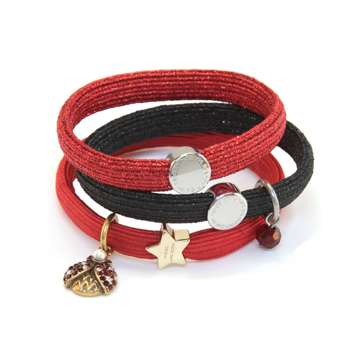 マークジェイコブス MARC JACOBS M0009975-601 Red Multi Ladybug Cluster Pony クラスターポニー てんとう虫チャーム ヘアゴム3本セット ブレスレットにも♪