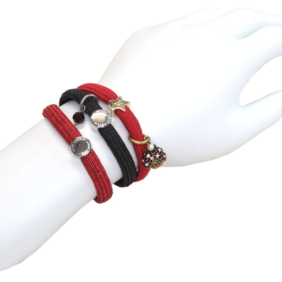 マークジェイコブス MARC JACOBS M0009975-601 Red Multi Ladybug Cluster Pony クラスターポニー てんとう虫チャーム ヘアゴム3本セット ブレスレットにも♪