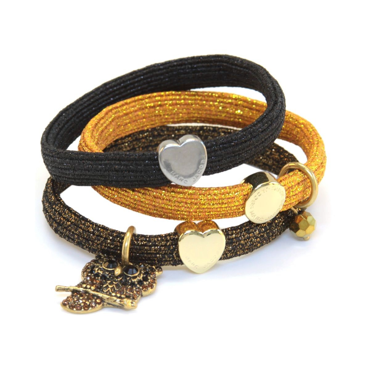 マークジェイコブス MARC JACOBS M0009977-765 Gold Multi Owl Cluster Pony クラスターポニー フクロウチャーム ヘアゴム3本セット ブレスレットにも♪