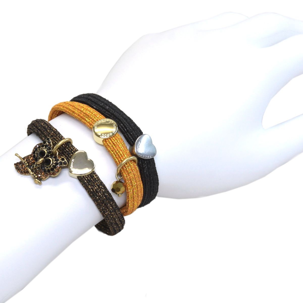 マークジェイコブス MARC JACOBS M0009977-765 Gold Multi Owl Cluster Pony クラスターポニー フクロウチャーム ヘアゴム3本セット ブレスレットにも♪